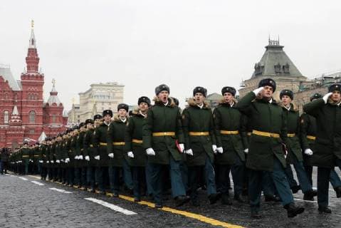 MOSCOW, RUSSIA - MARCH 31, 2018: A ceremony for the 2013-2018 graduating cohort of students of the Moscow Military Music School in Red Square. Mikhail Metzel TASS  TS07A183