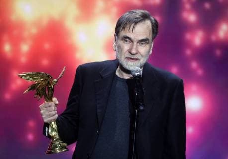 MOSCOW REGION, RUSSIA â€“ APRIL 1, 2018: Producer Sergei Selyanov accepts the Best Actress award on behalf of Irina Gorbacheva for Boris Khlebnikov s film Arrhythmia at the 31st Nika Film Award Ceremony, at the Vegas City Hall. Vyacheslav Prokofyev TASS  TS07A35F