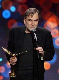 MOSCOW REGION, RUSSIA â€“ APRIL 1, 2018: Producer Sergei Selyanov accepts the Best Screenplay award on behalf of screenwriters Natalya Meshchaninova and Boris Khlebnikov for the film Arrhythmia at the 31st Nika Film Award Ceremony, at the Vegas City Hall. Vyacheslav Prokofyev TASS  TS07A367