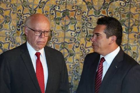 April 2, 2018 - EUM20180402ACT02.JPG.CIUDAD DE MEXICO, Museum Museo Carpizo.- Este lunes 2 de abril de 2018, se inaugura la Sala Jorge Carpizo del Museo de las Constituciones, en la colonia Centro. En la imagen, de izq. a der.: Jose Narro, secretario de Salud y Alejandro Moreno, gobernador de Campeche. Foto: Agencia EL UNIVERSAL Berenice Fragoso RDB.  - ZUMAu78_ 20180402_zaf_u78_025 Copyright: xBerenicexFregosoxElxUniversalx