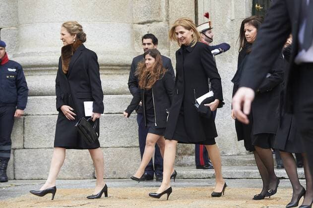 April 3, 2018 - El Escorial, Madrid, Spain - Princess Elena, Princess Cristina, Alexia of Greece attend Mass commemorating the 25th anniversary of the death of His Royal Highness the Count of Barcelona Juan of Borbon at Royal Monastery of San Lorenzo de El Escorialon April 3, 2018 in El Escorial, Spain El Escorial Spain  - ZUMAg15_ 20180403_zaf_g15_072 Copyright: xJackxAbuinx