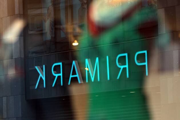Lettering Primark reflected in a shop window in Mannheim Baden Württemberg Germany