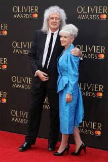 English musician Brian May and English actress Anita Dobson attend The Olivier Awards 2018 with Mastercard at Royal Albert Hall in London. APRIL 8th 2018  MESx18970