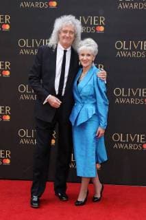 English musician Brian May and English actress Anita Dobson attend The Olivier Awards 2018 with Mastercard at Royal Albert Hall in London. APRIL 8th 2018  MESx18970