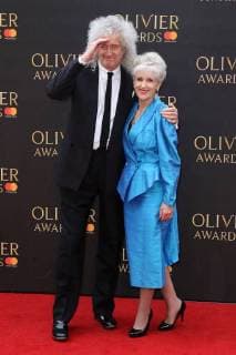 English musician Brian May and English actress Anita Dobson attend The Olivier Awards 2018 with Mastercard at Royal Albert Hall in London. APRIL 8th 2018  MESx18970