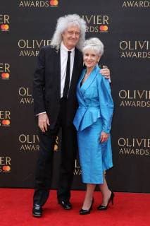 English musician Brian May and English actress Anita Dobson attend The Olivier Awards 2018 with Mastercard at Royal Albert Hall in London. APRIL 8th 2018  MESx18970