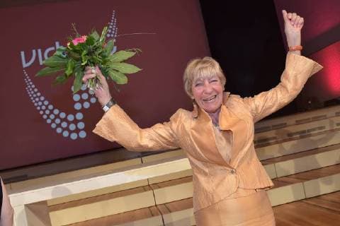 Heidi Hetzer at the 13 Victress Award iGALA n the UDK University of Arts in Berlin on 09 04 2018