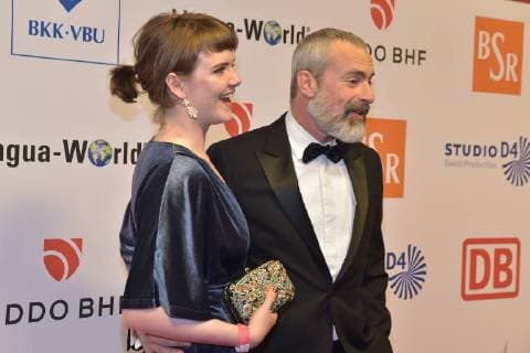 Gedeon Burkhard with girlfriend Marie Allen at the 13 Victress Award iGALA n the UDK University of Arts in Berlin on 09 04 2018
