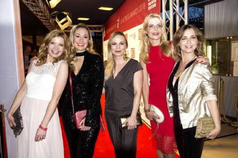 Eva Imhof Ruth Moschner Regina Halmich Tanja Bülter and Tina Ruland at the 13th ceremony of the Victress Awards 2018 at the Berlin University of the Arts 09 04 2018 Foto:xK.xWernerx xFuturexImage