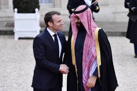 Themen der Woche KW15 Bilder des Tages Emmanuel Macron empfängt Kronprinz Mohammed bin Salman - Reception of the crown prince of Saudi Arabia, Mohammed ben Salmane. - 10 04 2018 - France Ile-de-France (region) Paris - The French President, Emmanuel Macron, receives at the Elysee, the crown prince of Saudi Arabia, Mohammed ben Salmane  JulienxMattiax xLexPictorium LePictorium_0176920