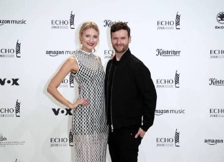 Carolin Niemczyk Glasperlenspiel Daniel Grunenberg at the presentation of the German Music Prize ECHO 2018 in Messe Berlin