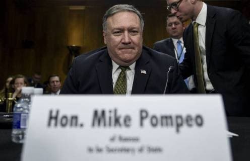 Themen der Woche KW15 Michael Pompeo, director of the Central Intelligence Agency and U.S. Secretary of State current nominee for President Donald Trump, prepares to speak during the second round of a Senate Foreign Relations Committee confirmation hearing on Capitol Hill in Washington, D.C on Thursday, April 12, 2018.  WAP20180412903