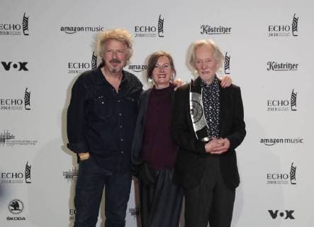 Wolfgang Niedecken Chrstina Voormann Klaus Voormann Category Lifetime Achievement Award German Music Prize ECHO 2018 in Messe Berlin