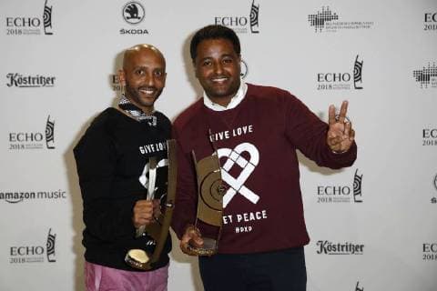 Award Winners Fetsum Sebhat and Tedros Tewelde at the ECHO POP Awards Ceremony on 12.04.2018 in Berlin ECHO POP Awards Ceremony 2018 in Berlin Winner Price winner Pressroom