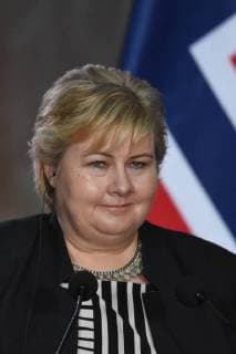 April 12, 2018 - Mexico City, Mexico - Prime Minister of Norway Erna Solberg seen speaking during a press conference on the theme of Energy at the National Palace in Mexico City. Mexico City Mexico - ZUMAs197 20180412_zaa_s197_091 Copyright: xCarlosxTischlerx