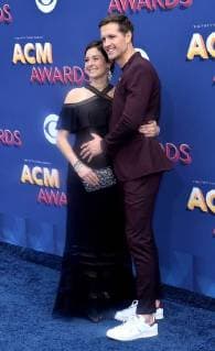 Singer Walker Hayes (R) and Laney Beville Hayes attend the 53rd annual Academy of Country Music Awards held at MGM Grand Garden Arena in Las Vegas, Nevada on April 15, 2018. The show will be telecast live on CBS.  LAV20180415024 JIMxRUYMEN