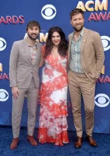 (L-R) Dave Haywood, Hillary Scott and Charles Kelley of Lady Antebellum attend the 53rd annual Academy of Country Music Awards held at MGM Grand Garden Arena in Las Vegas, Nevada on April 15, 2018. The show will be telecast live on CBS.  LAV20180415254 JIMxRUYMEN