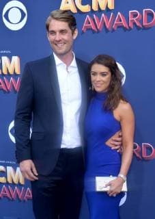 Brett Young (L) and Taylor Mills attend the 53rd annual Academy of Country Music Awards held at MGM Grand Garden Arena in Las Vegas, Nevada on April 15, 2018. The show will be telecast live on CBS.  LAV20180415276 JIMxRUYMEN