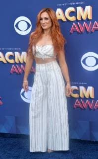 Wrestler Becky Lynch attends the 53rd annual Academy of Country Music Awards held at MGM Grand Garden Arena in Las Vegas, Nevada on April 15, 2018. The show will be telecast live on CBS.  LAV20180415306 JIMxRUYMEN