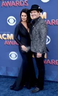 Morgan Petek (L) and Jerrod Niemann attend the 53rd annual Academy of Country Music Awards held at MGM Grand Garden Arena in Las Vegas, Nevada on April 15, 2018. The show will be telecast live on CBS.  LAV20180415356 JIMxRUYMEN