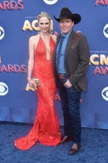 Clay Walker (R) and Jessica Craig attend the 53rd annual Academy of Country Music Awards held at MGM Grand Garden Arena in Las Vegas, Nevada on April 15, 2018. The show will be telecast live on CBS.  LAV20180415395 JIMxRUYMEN