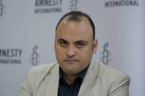 Taher Mokhtar Egyptian doctor and human rights activist - he accepts the Amnesty Human Rights Award for the Nadeem Center Germany Berlin Press Conference Amnesty International Human Rights Situation in Egypt