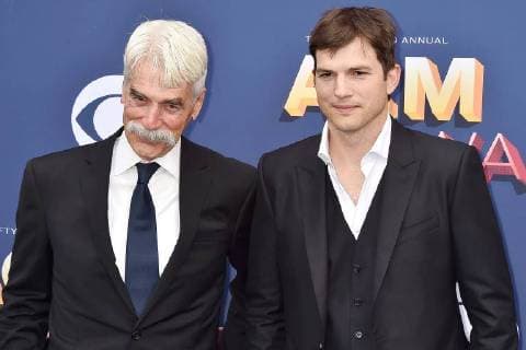 Sam Elliott and Ashton Kutcher are the two actors at the Country Music Awards on April 15, 2018 in Las Vegas 53rd Academy of Country Music Awards 2018 in Las Vegas