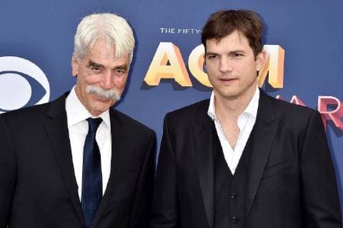 Sam Elliott and Ashton Kutcher are the two actors at the Country Music Awards on April 15, 2018 in Las Vegas 53rd Academy of Country Music Awards 2018 in Las Vegas