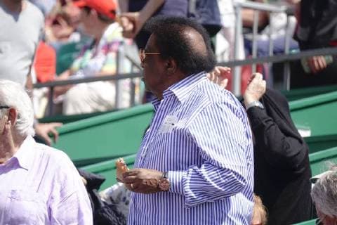 German pop singer Roberto Blanco as a spectator in a box at the Court Rainier III at the ATP World Tour Tennis Tournament Rolex Monte Carlo Masters Principality of Monaco Mediterranean Sea