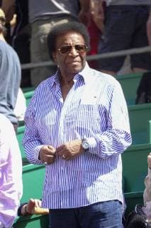 German pop singer Roberto Blanco as a spectator in a box at the Court Rainier III at the ATP World Tour Tennis Tournament Rolex Monte Carlo Masters Principality of Monaco Mediterranean Sea