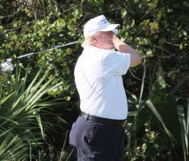 February 12, 2017 - Jupiter, Florida, United States Of America - NEW YORK DALLIES OUT ..JUPITER, FL - FEBRUARY 11: (EXCLUSIVE COVERAGE) - US President Donald Trump and Japan s Prime Minister Shinzo Abe enjoy playing golf in Florida After reportedly hitting it off in the Oval Office, President Donald Trump and his Japanese counterpart Shinzo Abe teed off on the golf course and discussed US-Asia engagement. on February 11, 2017 in Jupiter, Florida...People: Donald Trump Jupiter United States Of America - ZUMAn287 20170212_zaa_n287_001 Copyright: xSMGx