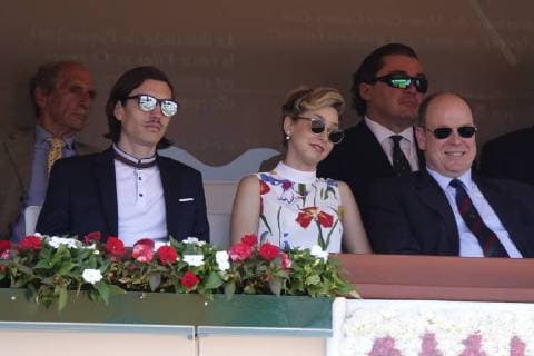 Prince Albert II of Monaco with daughter Jazmin Grace Grimaldi and her boyfriend Ian Mellenkamp at the Princes Lodge in the Monte Carlo Country Club at the Rolex Monte Carlo Masters 1000 ATP World Tour tennis tournament