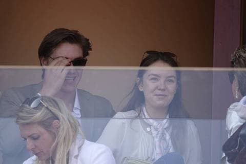 Alexandra of Hanover Daughter of Caroline of Hanover and Ernst August of Hanover with friend Ben Sylvester Strautmann in a lodge at Court Rainier III in Monte Carlo Country Club at the tennis tournament Rolex Monte Carlo Masters 1000 of the ATP World Tour Principality of Monaco