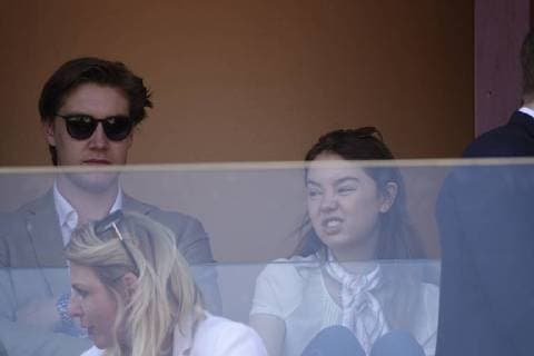 Alexandra of Hanover Daughter of Caroline of Hanover and Ernst August of Hanover with friend Ben Sylvester Strautmann in a lodge at Court Rainier III in Monte Carlo Country Club at the tennis tournament Rolex Monte Carlo Masters 1000 of the ATP World Tour Principality of Monaco