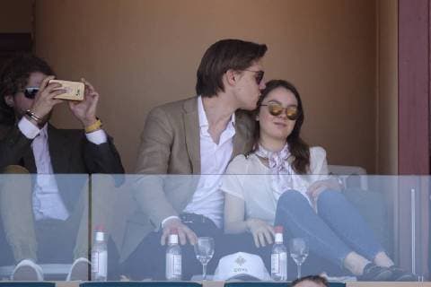 Alexandra of Hanover Daughter of Caroline of Hanover and Ernst August of Hanover with friend Ben Sylvester Strautmann in a lodge at Court Rainier III in Monte Carlo Country Club at the tennis tournament Rolex Monte Carlo Masters 1000 of the ATP World Tour Principality of Monaco