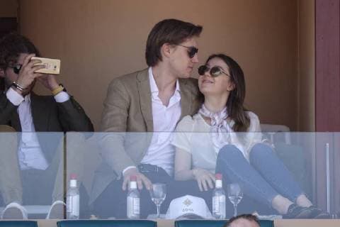 Alexandra of Hanover Daughter of Caroline of Hanover and Ernst August of Hanover with friend Ben Sylvester Strautmann in a lodge at Court Rainier III in Monte Carlo Country Club at the tennis tournament Rolex Monte Carlo Masters 1000 of the ATP World Tour Principality of Monaco