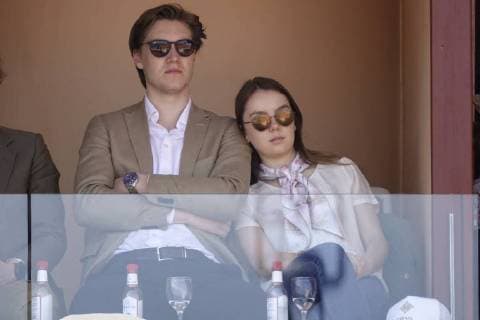 Alexandra of Hanover Daughter of Caroline of Hanover and Ernst August of Hanover with friend Ben Sylvester Strautmann in a lodge at Court Rainier III in Monte Carlo Country Club at the tennis tournament Rolex Monte Carlo Masters 1000 of the ATP World Tour Principality of Monaco