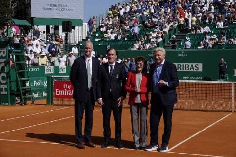 Ceremony on the Court Rainier III of the Monte Carlo Country Club on the occasion of the handing over of the ring of the Hall of Famer to the former German tennis player Boris Becker as part of the Rolex Monte Carlo ATP World Tour Masters 1000 tennis tournament