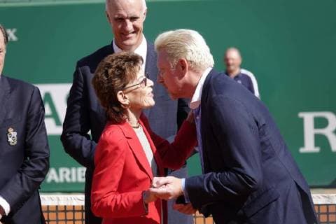 Ceremony on the Court Rainier III of the Monte Carlo Country Club on the occasion of the handing over of the ring of the Hall of Famer to the former German tennis player Boris Becker as part of the Rolex Monte Carlo ATP World Tour Masters 1000 tennis tournament