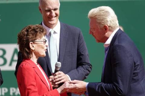 Ceremony on the Court Rainier III of the Monte Carlo Country Club on the occasion of the handing over of the ring of the Hall of Famer to the former German tennis player Boris Becker as part of the Rolex Monte Carlo ATP World Tour Masters 1000 tennis tournament