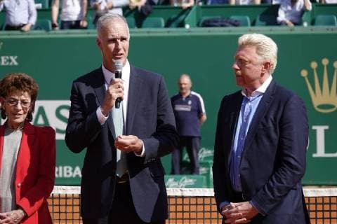 Ceremony on the Court Rainier III of the Monte Carlo Country Club on the occasion of the handing over of the ring of the Hall of Famer to the former German tennis player Boris Becker as part of the Rolex Monte Carlo ATP World Tour Masters 1000 tennis tournament