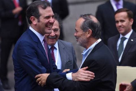 CIDADE DO MÉXICO, DF - 22.04.2018: PRESIDENTIAL RACE IN MEXICO - Gustavo Madero and Lorenzo Cordova Vianello attends on First Debate of candidates for the Mexico presidential held at Palace of Mining on April 22, 2018 in Mexico City, Mexico. x1519395x  CarlosxTischler
