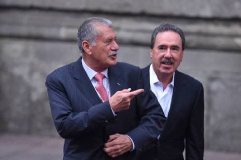 CIDADE DO MÉXICO, DF - 22.04.2018: PRESIDENTIAL RACE IN MEXICO - Emilio Gamboa Patron and Enrique Jackson attends on First Debate of candidates for the Mexico presidential held at Palace of Mining on April 22, 2018 in Mexico City, Mexico. x1519409x  CarlosxTischler