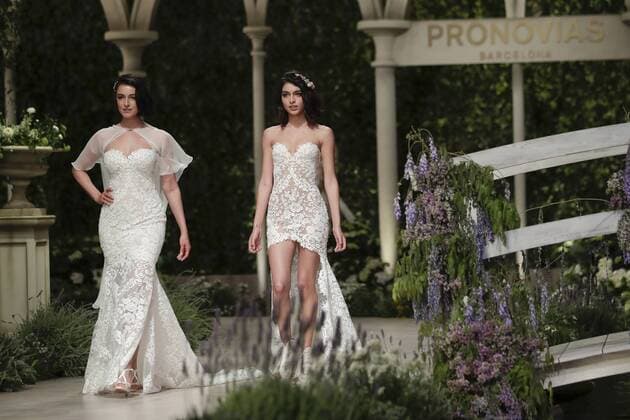 April 23, 2018 - Barcelona, Catalonia, Spain - April 23, 2018 - Barcelona, Spain - Pronovias Parade: Blanca Romero and Lucia Rivera walks the runway at the Pronovias show during the Barcelona Bridal Week 2018. Barcelona Spain - ZUMAa178 20180423_zap_a178_004 Copyright: xMarcxDominguezx