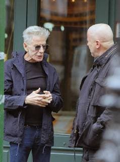 April 25, 2018 - New York, New York, United States - Designer Calvin Klein (L) leaves Sant Ambroeus restauant in the West Village with a friend on April 25 2018 in New York City New York United States  - ZUMAny1_ 20180425_zaf_ny1_205 Copyright: xCurtisxMeansx