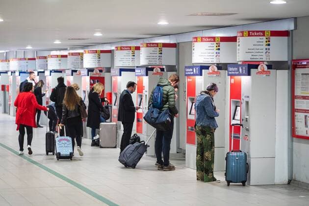 25 04 2018 Berlin Germany GER Schönefeld Airport SXF BVG Bahn ticket machines