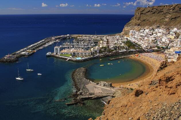 Hafen- und Ferienort Puerto de Mogan, Kanaren, Gran Canaria, Mogan resort and fishing village Puerto de Mogan, Canary Islands, Gran Canaria, Mogan BLWS480333 Copyright: xblickwinkel McPHOTO S.xWolf-Feixx