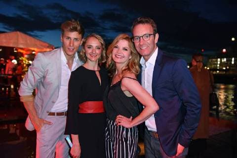 Lukas Sauer Anne Catrin Maerzke Peter Imhof with his wife Eva Imhof at the Bunte New Faces Award Film 2018 at the Spindler Klatt in Berlin on 26 04 2018