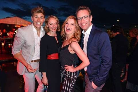 Lukas Sauer Anne Catrin Maerzke Peter Imhof with his wife Eva Imhof at the Bunte New Faces Award Film 2018 at the Spindler Klatt in Berlin on 26 04 2018