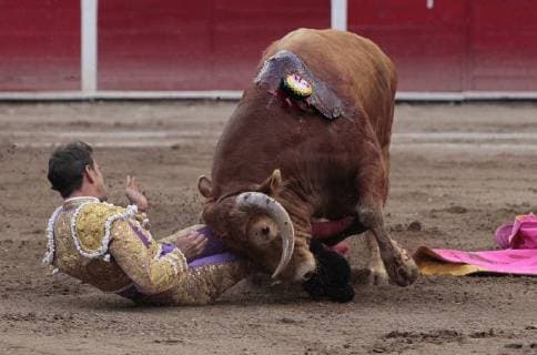 Bilder des Tages Mexican Arturo Macias is gored by a bull during a bullfighting as part of National Fair of San Marcos at Monumental bullring in Aguascalientes, Mexico, 27 April 2018. National Fair of San Marcos in Aguascalientes, Mexico !ACHTUNG: NUR REDAKTIONELLE NUTZUNG!  Copyright: xMarioxGuzmánx MEX31 20180428-636604914776820241